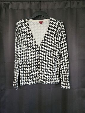 Merona Black and White Houndstooth V-Neck Cardigan